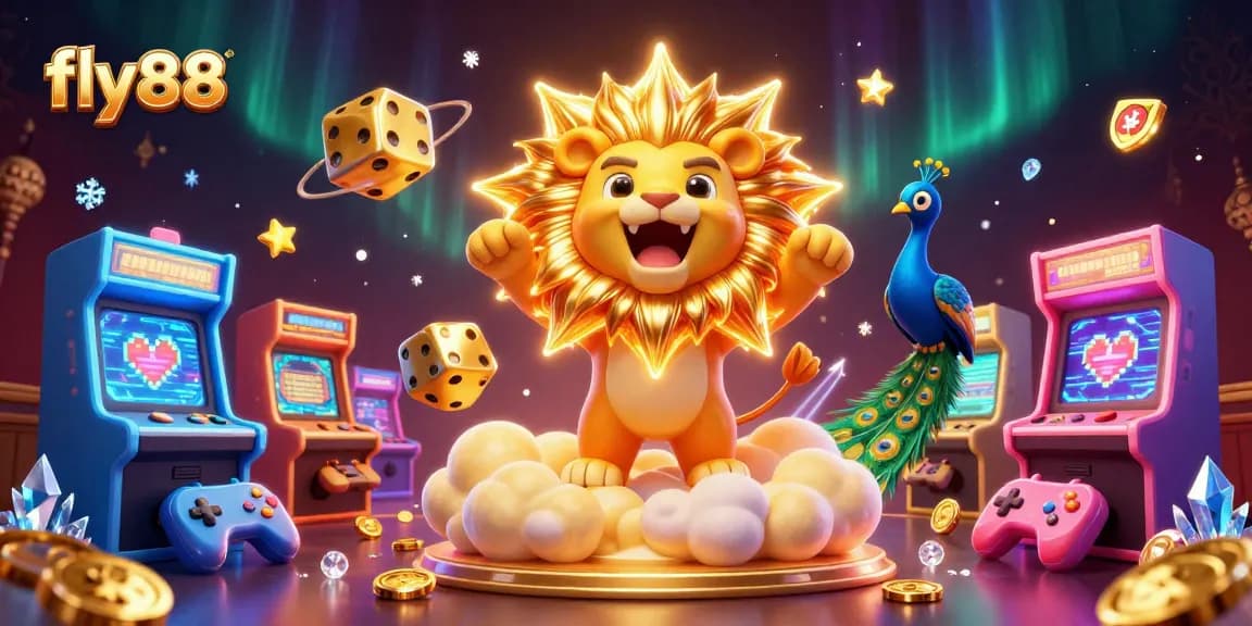 Join the fly88 experience with vibrant games and thrilling wins in this casino-themed 3D illustration.