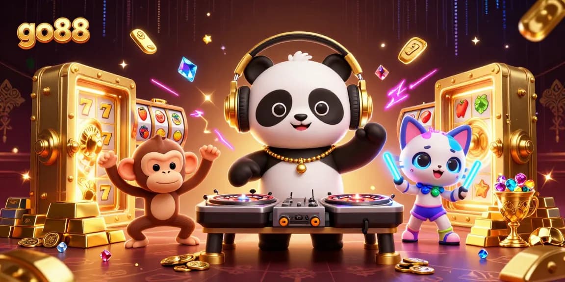 Experience the thrilling games of go88, featuring vibrant characters in a casino-style setting.