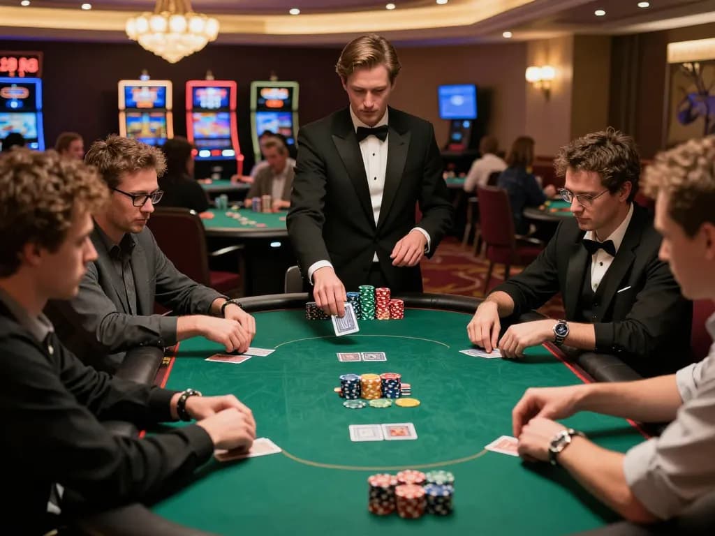 Players engage in a thrilling poker game at co88 casino, showcasing strategy and competitive gameplay in a luxurious setting.