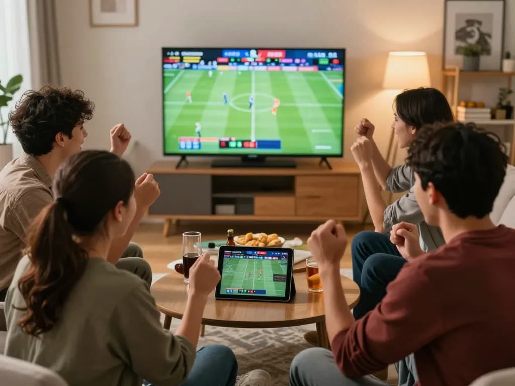 Experience the excitement of betting with friends on 78winvina in a cozy living room setting.