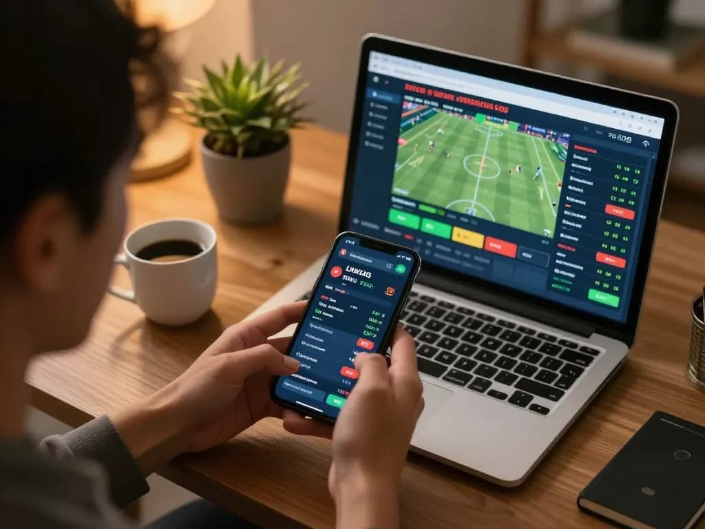Person analyzing odds on TG88 link during an online sports betting session