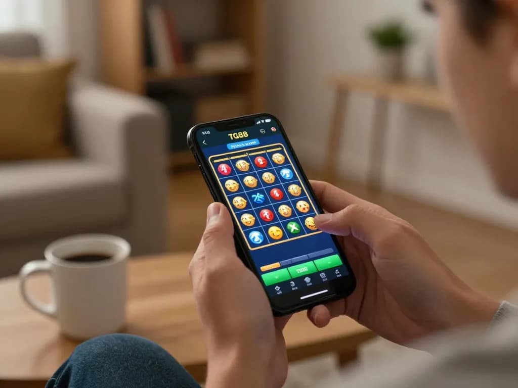 Player enjoying the TG88 app on a smartphone while engaging with interactive slot games.