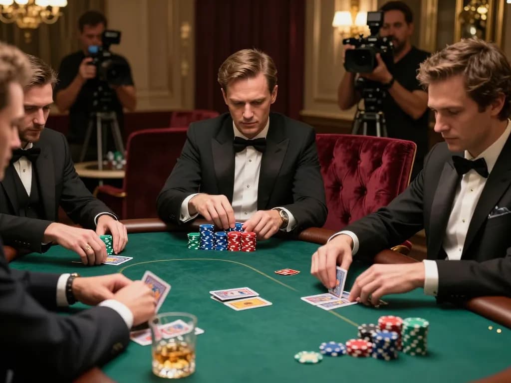 Players engage in an intense poker game at nk88, showcasing strategy and high-stakes action.