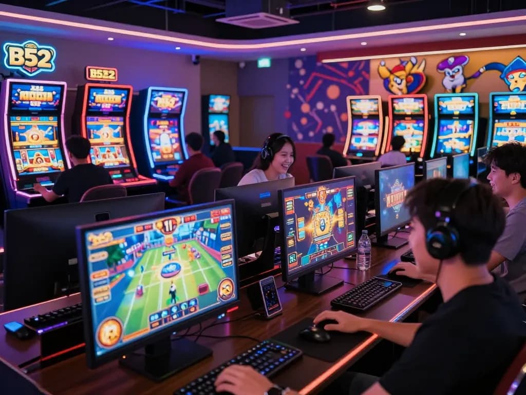 Exciting online gaming scene at B52 showcasing players enjoying vibrant casino games.