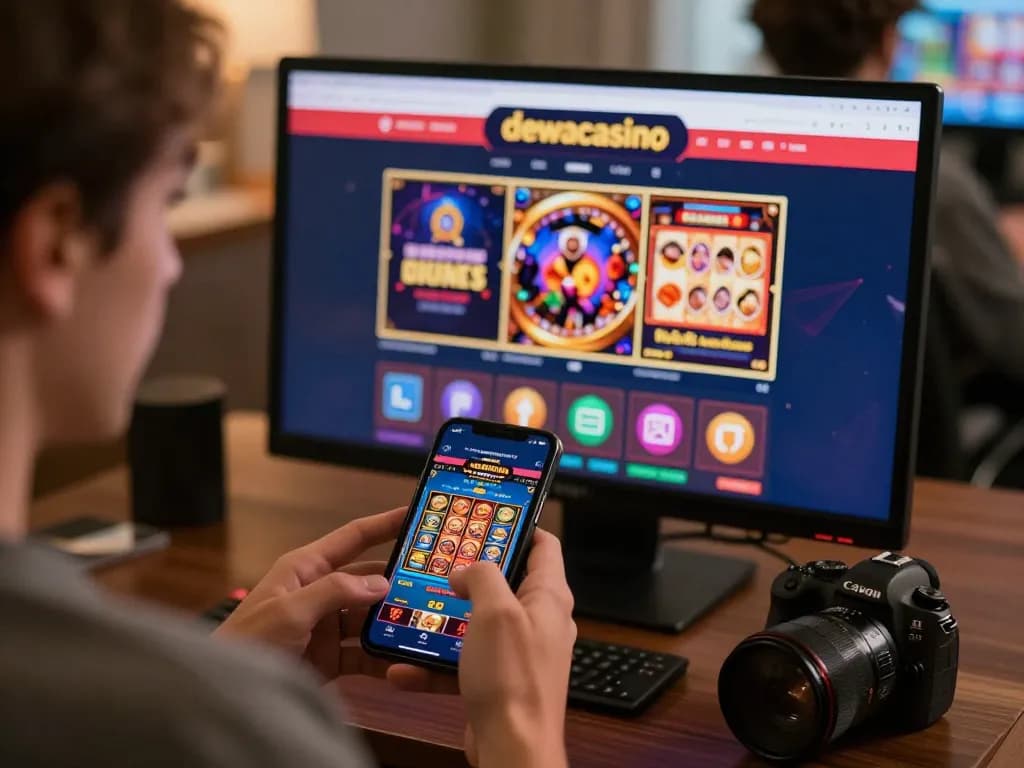 Dewacasino interface displayed on smartphone while a player engages in an online game session.