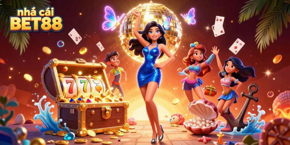 Experience the excitement of nhà cái BET88 with stunning visuals of a glamorous casino scene.