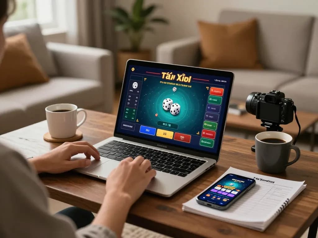Tài Xỉu Sunwin gaming session on laptop, showcasing exciting betting options in a cozy home setup.