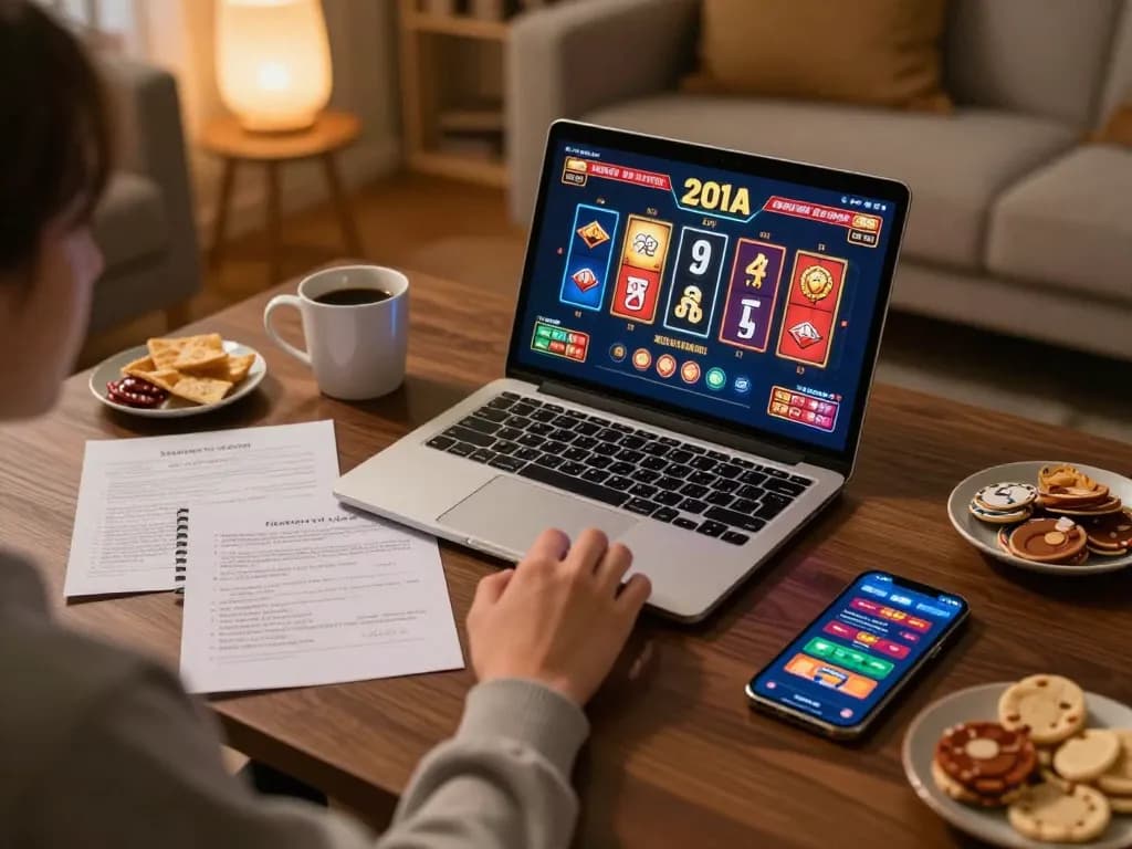 Person engaged in online gaming at a comfortable home setup, showcasing nhà cái online uy tín and strategic gameplay.