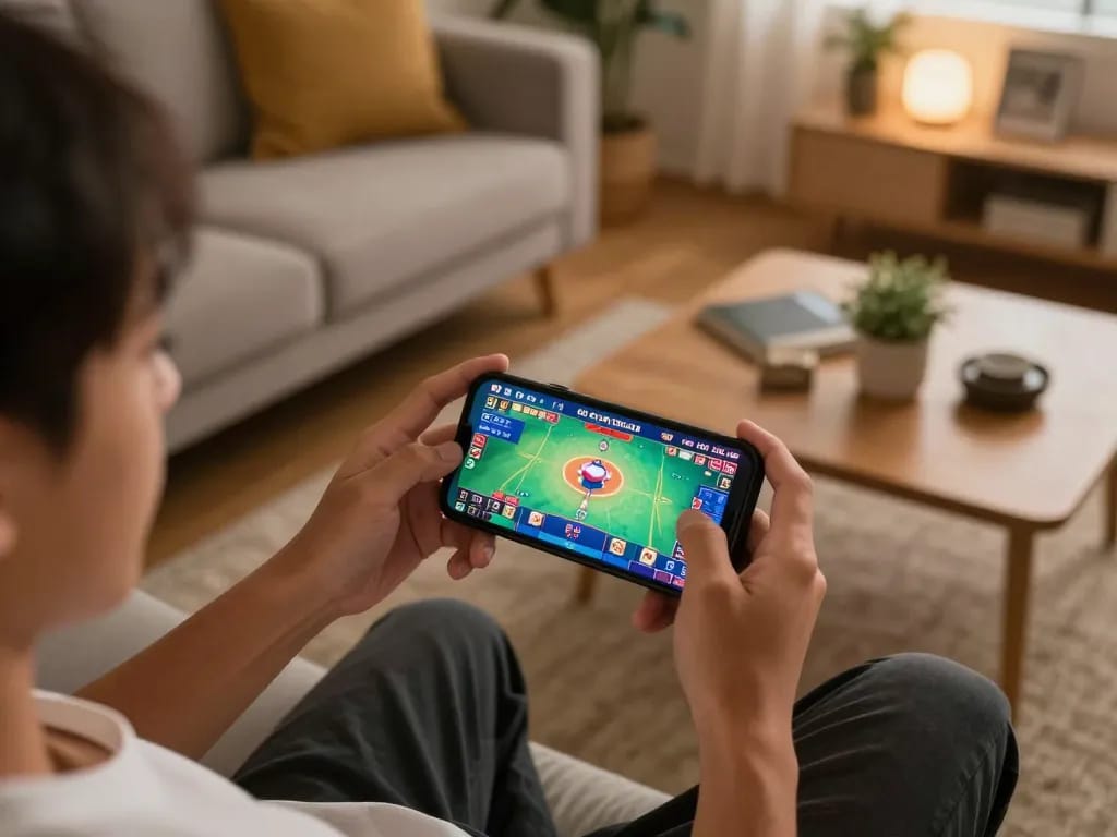 Cảnh hấp dẫn về trò chơi di động với luồng xem đá gà trực tiếp HD trên điện thoại, trình diễn một khoảnh khắc cược thú vị