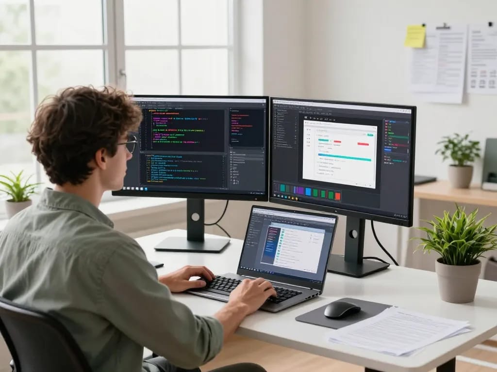 Moltbot AI personal assistant in a modern tech workspace, highlighting its integration with coding and development tools.