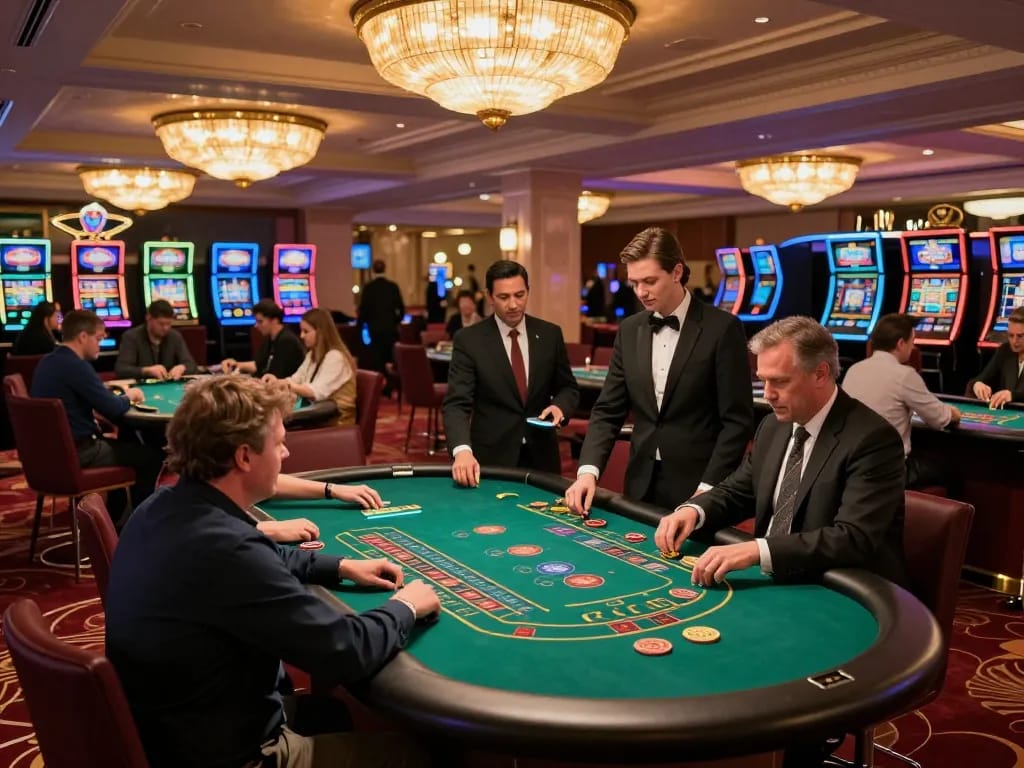 Players enjoying thrilling blackjack games at XX88's luxurious casino