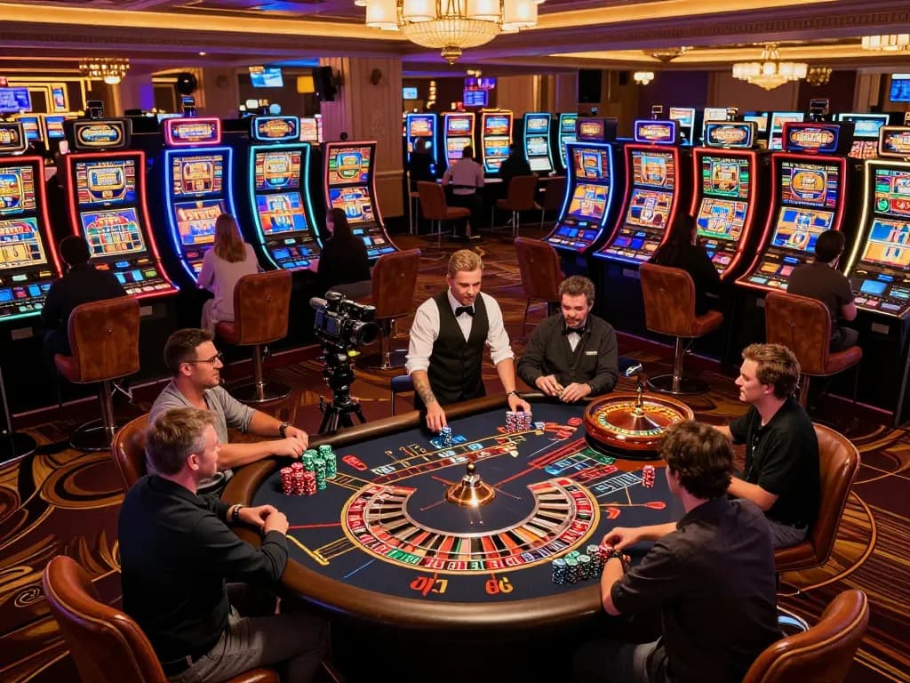 Players enjoying TA88 roulette gaming experience with chips and dealer, lively casino atmosphere.