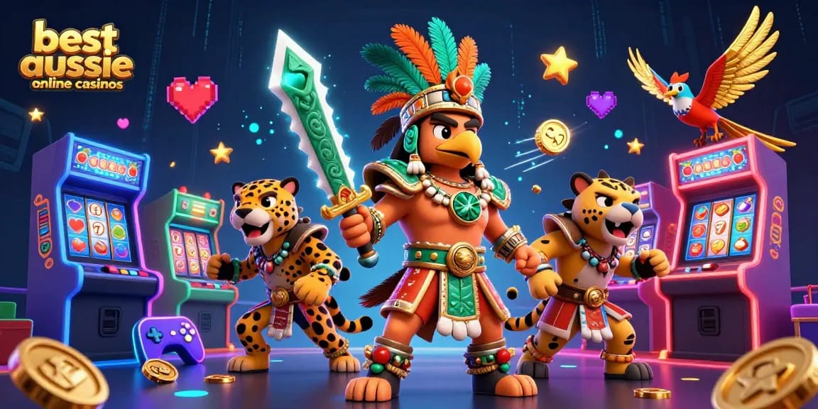 Experience the best aussie online casinos with dynamic characters in a vibrant gaming scene.