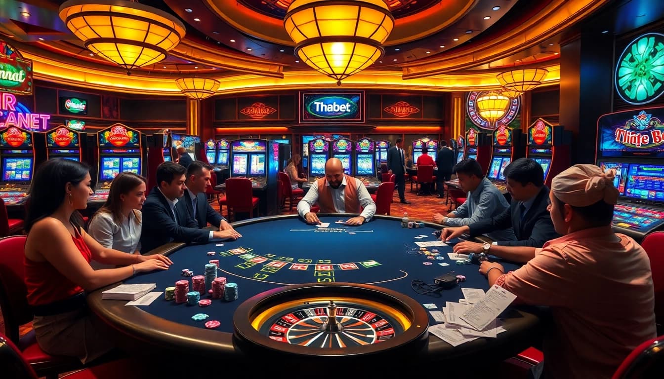 Engaging poker game scene showcasing thabet.baby with vibrant poker chips and casino excitement.