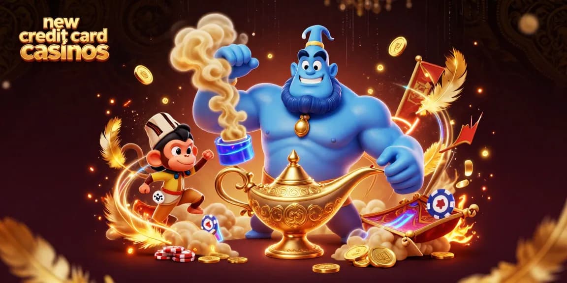 Engage with new credit card casinos on a vibrant 3D colorful magic carpet illustration.