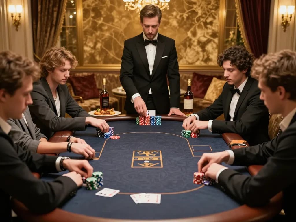 Watch players strategize at a high-stakes LV88 poker game in a lavish setting.