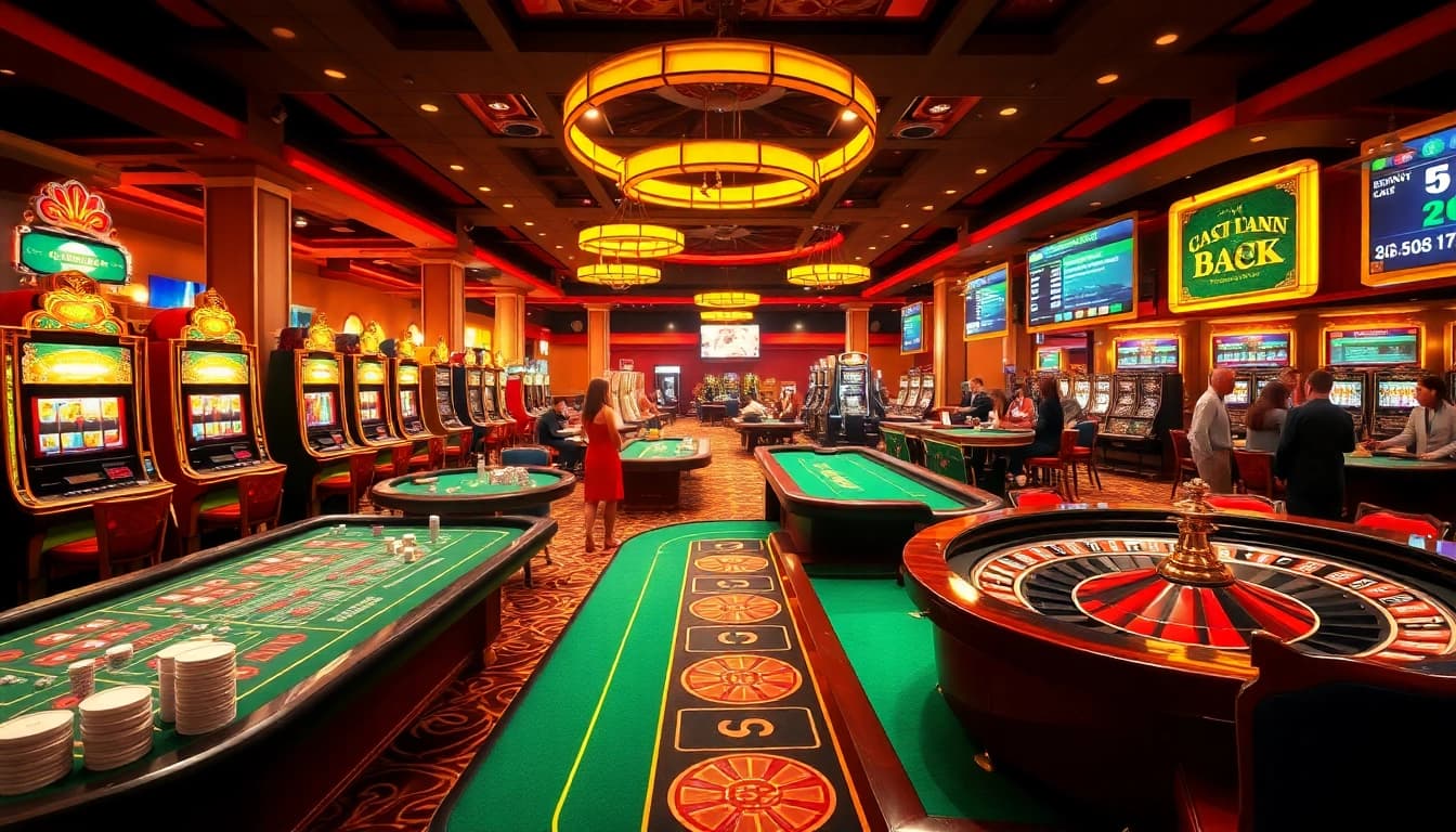 Experience thrilling casino gaming with https://luongsontv5.com/ featuring vibrant tables, spinning roulette wheels, and engaged players.
