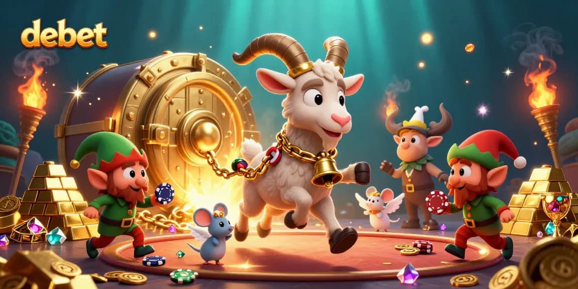 Join the festive casino experience with debet, featuring a Krampus goat and mischievous gremlins.