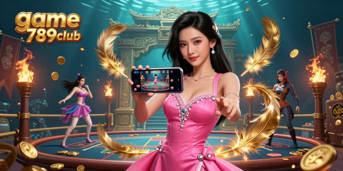 Experience thrilling gameplay with game 789club featuring a stylish woman enjoying a live casino game.