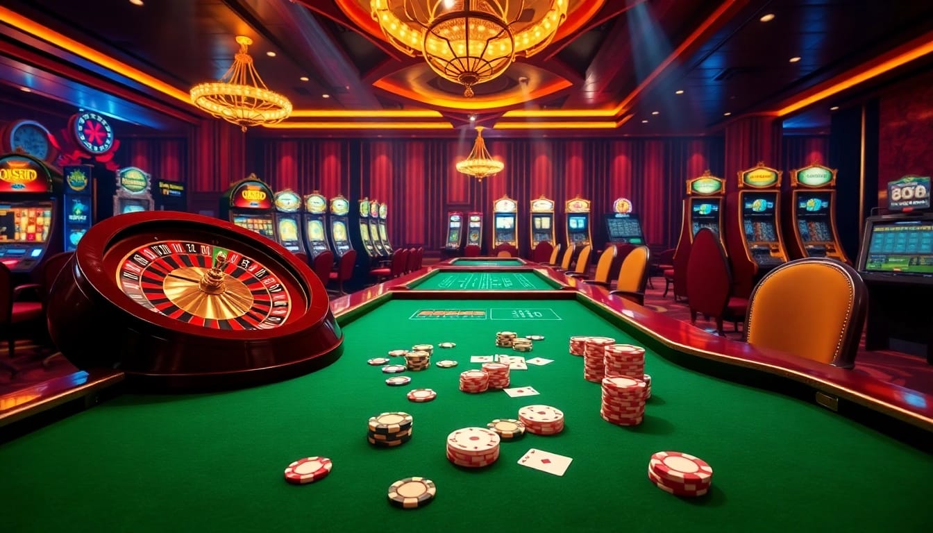 Online gaming excitement at https://xx88.day/ featuring roulette, poker, and vibrant slot machines.