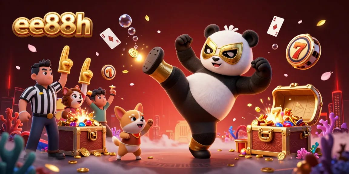 Experience thrilling online gaming at ee88h with a vibrant scene filled with dynamic gambling elements and colorful characters.