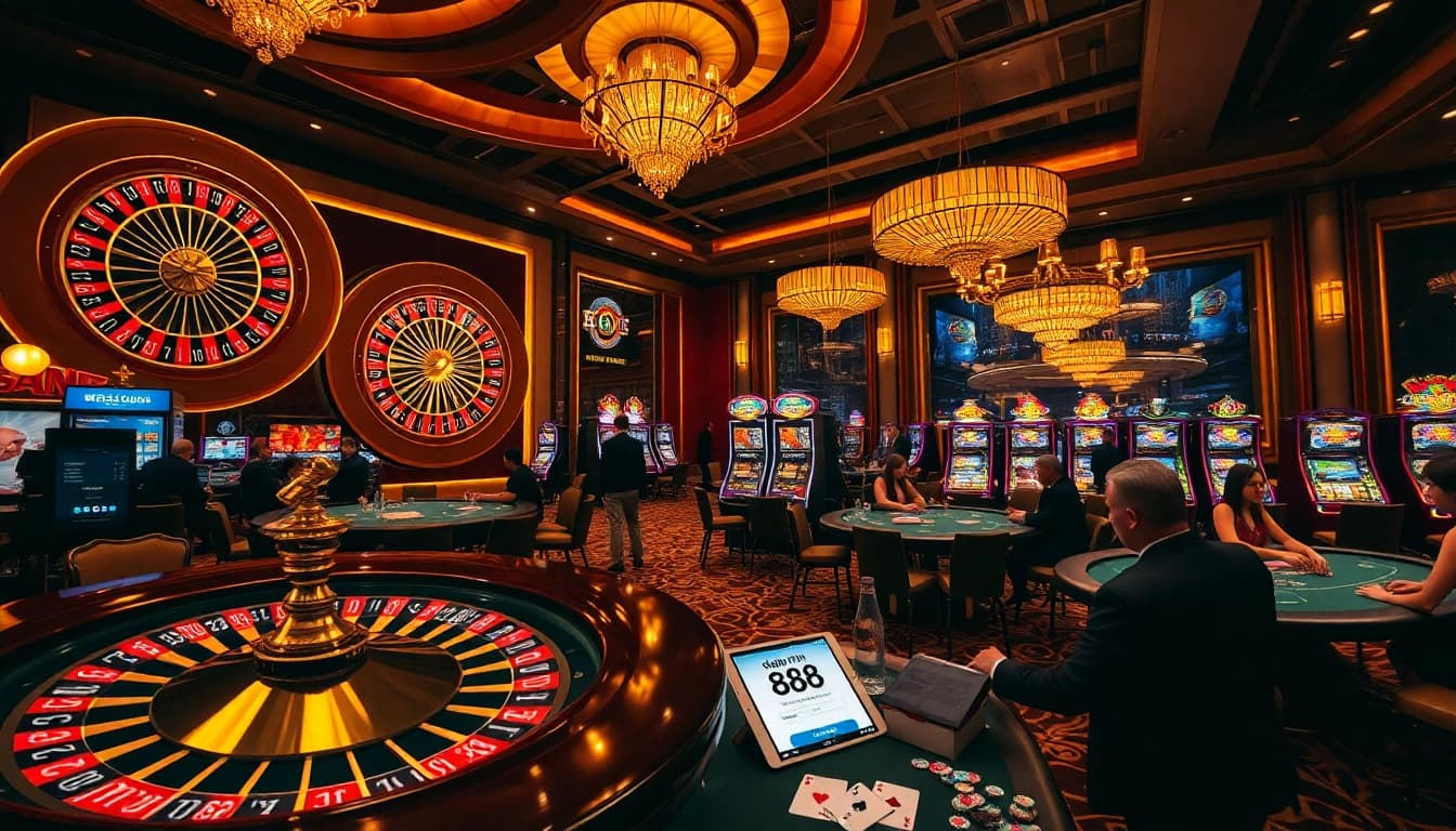 Experience high-stakes gaming and excitement with Đăng nhập 88AA at a luxurious casino scene.
