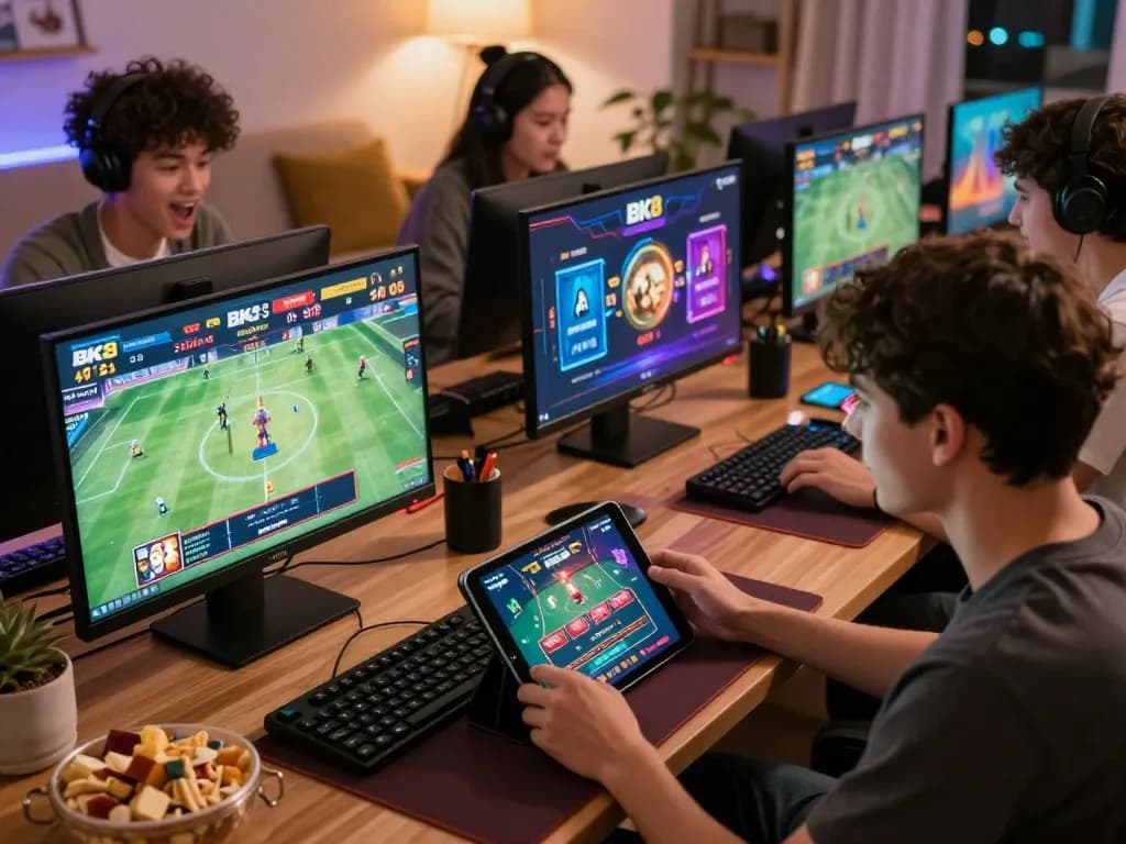 Players enjoying an exciting online gaming experience with BK8, showcasing sports betting and live games.