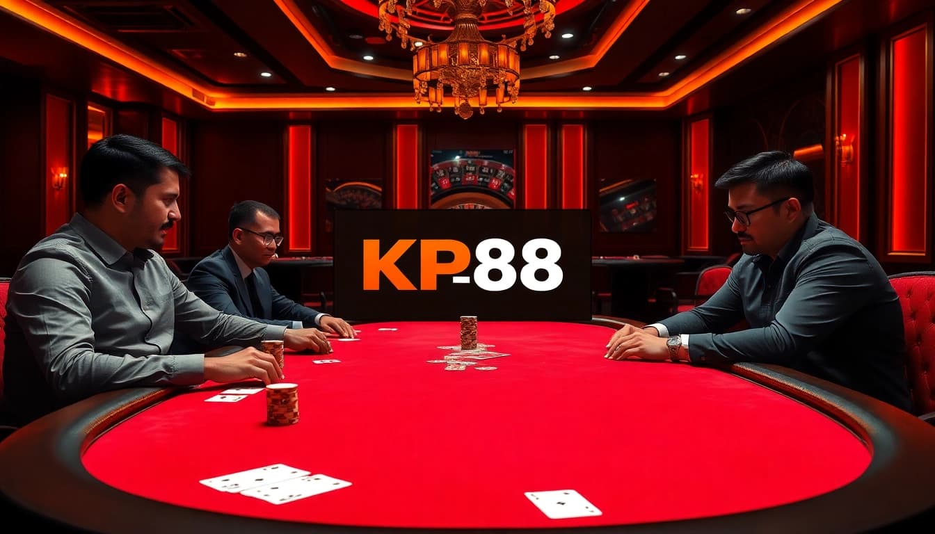 Experience thrilling poker action at KP88's luxurious casino table.