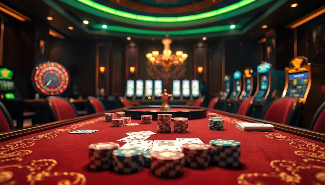 Betting excitement at 888new - nhà cái hàng đầu châu á with casino tables and vibrant atmosphere.