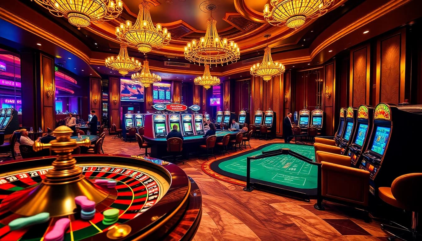 Experience the thrill of betting at LUCKY88US.NET with vibrant casino scenes of roulette and blackjack.