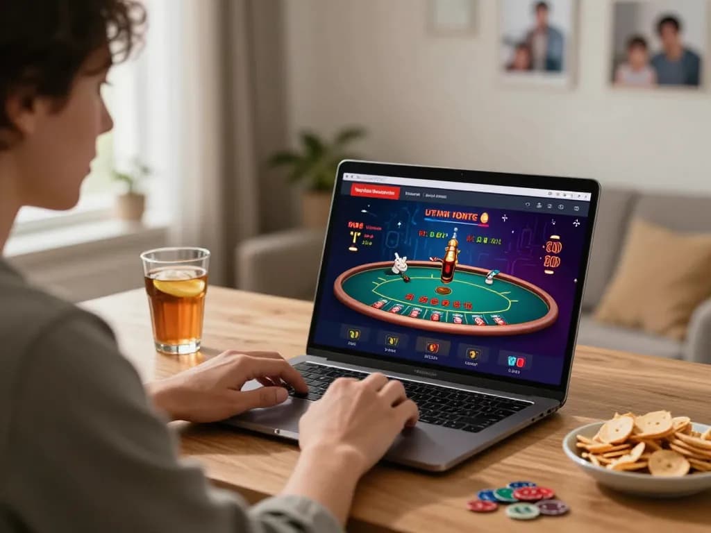 Engaging scene featuring online blackjack gameplay at trang chủ jun88 with a player immersed in their gaming experience.