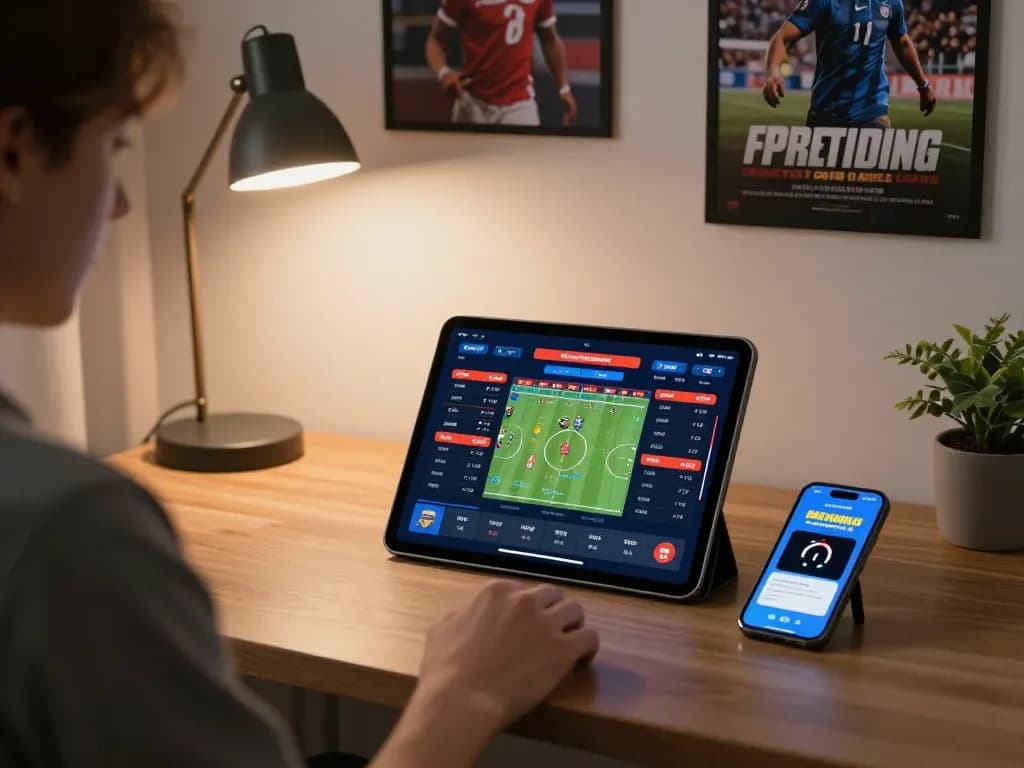 Engaging online sports betting session with 33win on tablet for strategic gaming