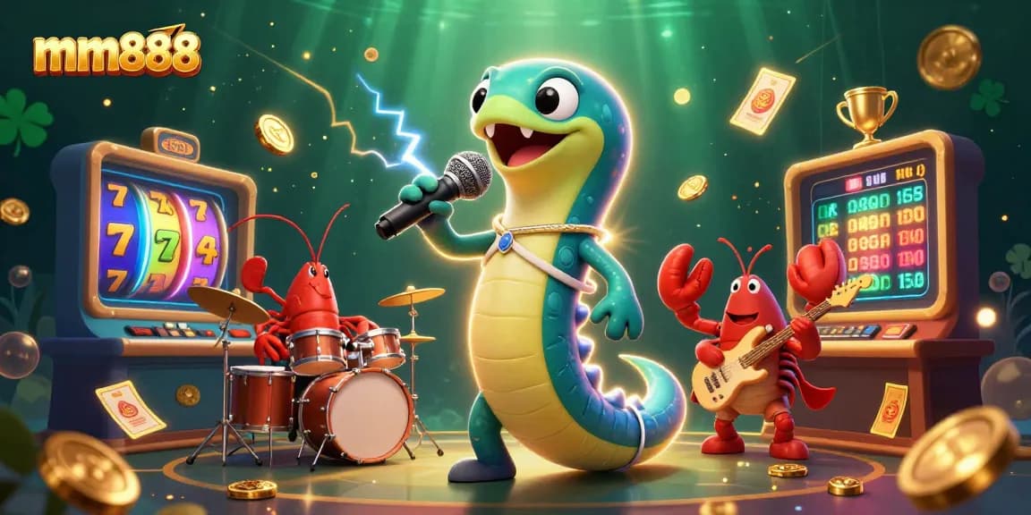 Experience thrilling action at mm888 with a vibrant underwater casino featuring a DJ eel and dynamic slot elements.
