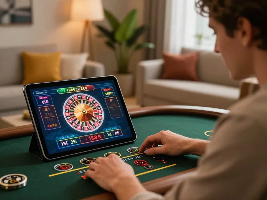 Player betting on 789 Club live dealer game, showcasing strategy in a cozy online gaming setup.