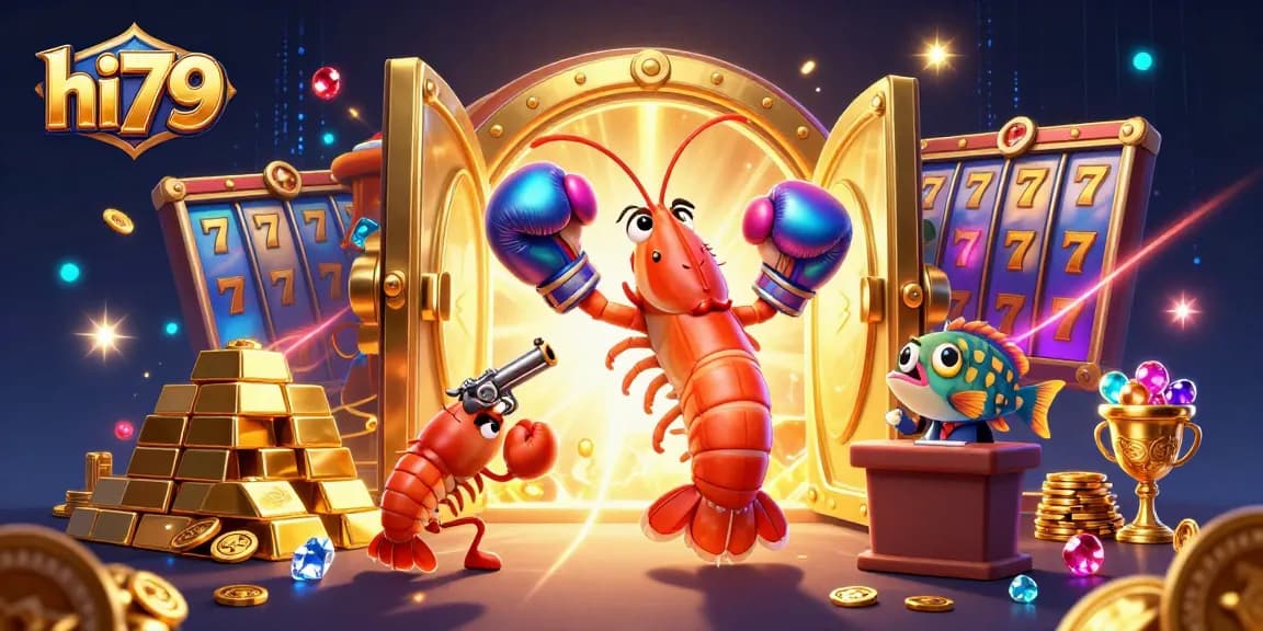 Spin the hi79 slots with vibrant animations and lively characters in a rich casino scene.