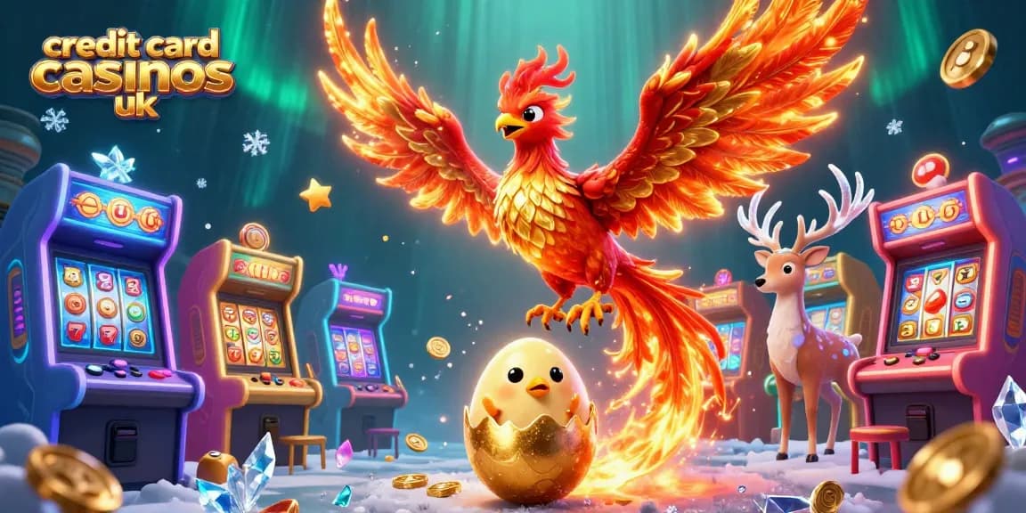 Experience the thrill of credit card casinos UK with a vibrant scene of action-packed gaming elements.