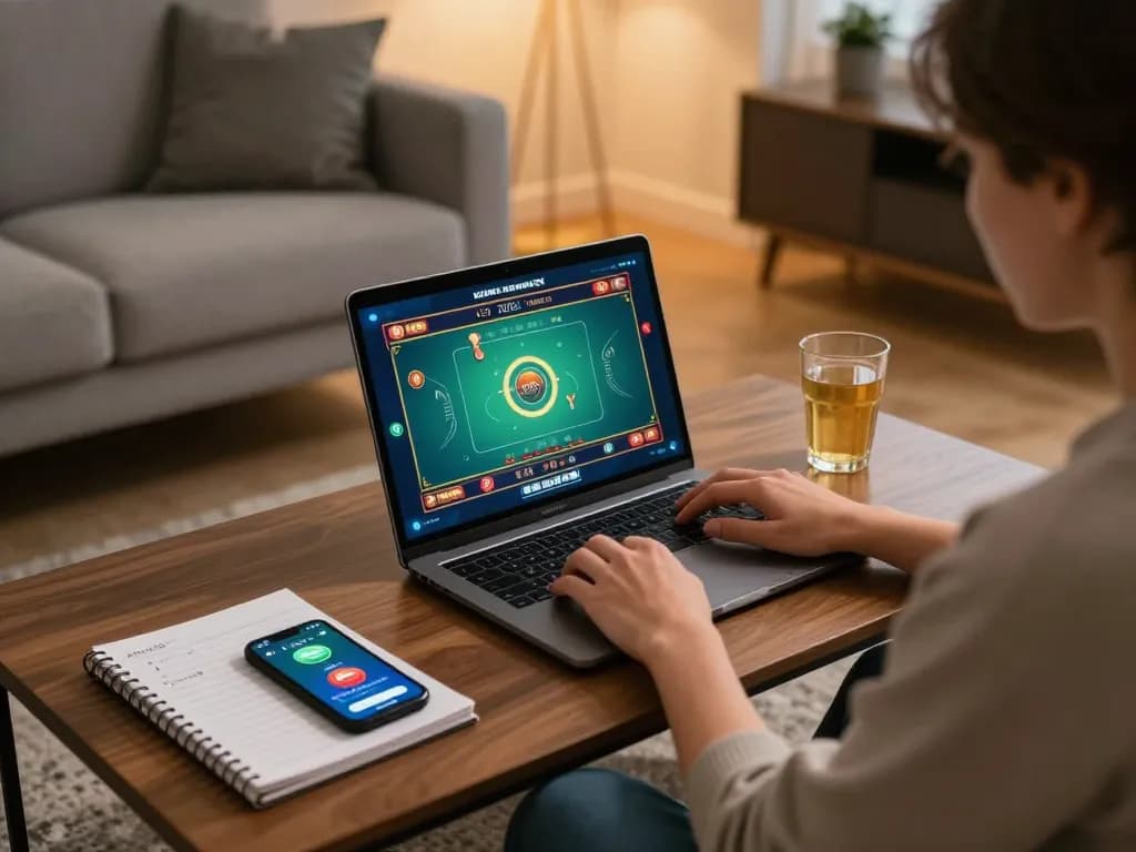 Player using kkwin for online casino gaming in a comfortable home setting