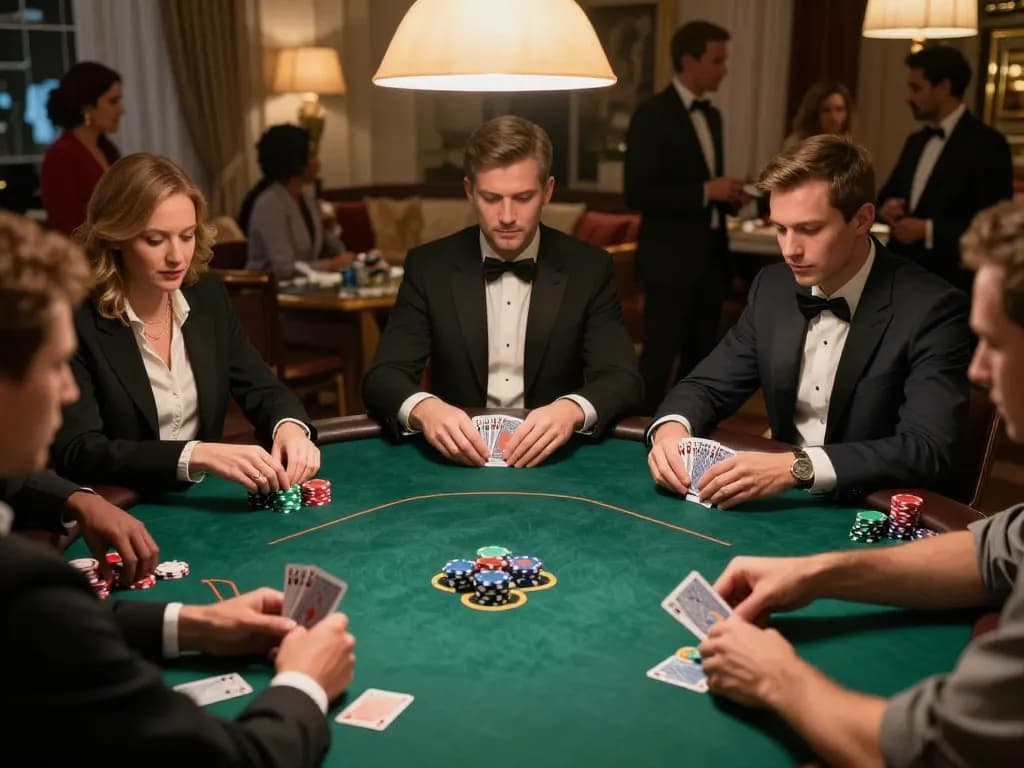 Players enjoying a high-stakes poker game at home, illustrating DA88 gaming strategies in action.