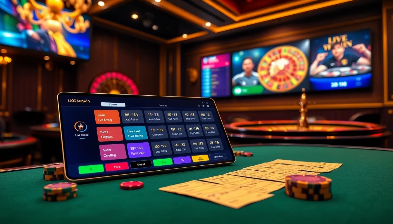 Lô đề Sunwin online betting table with colorful slips and poker chips, showcasing excitement.