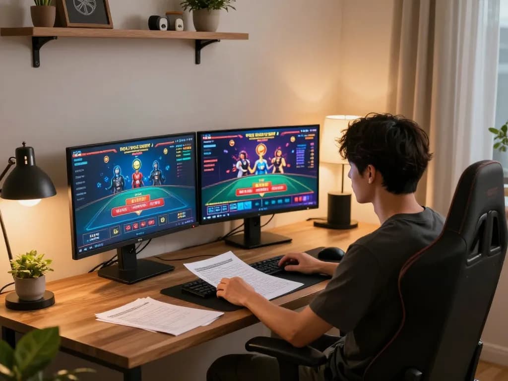Engaged player strategizing at home with uu88.com, focusing on online casino games and betting