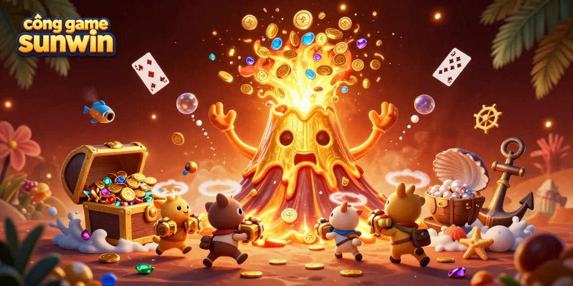 Experience the thrill of cổng game sunwin with vibrant treasure eruptions and playful animals in a dynamic gaming scene.
