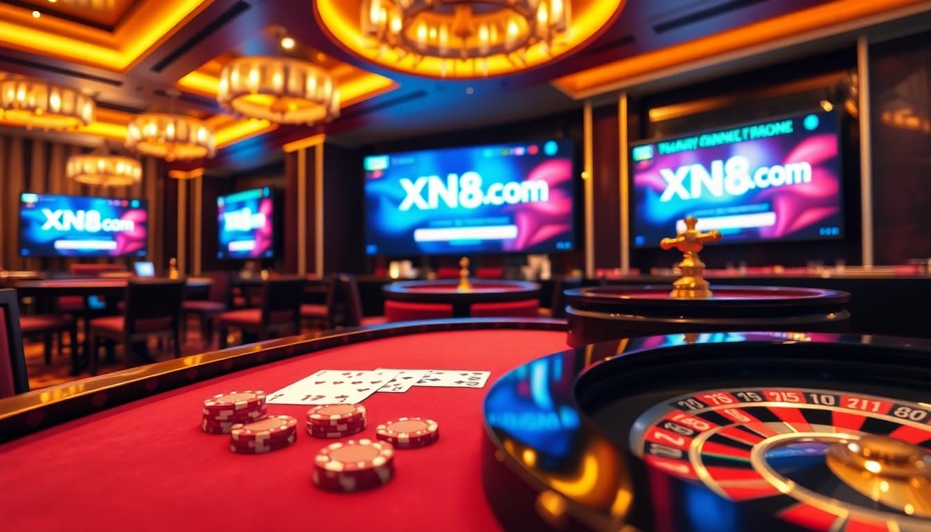 Experience the thrill of winning at xn88com with dynamic casino games and vibrant poker chips.