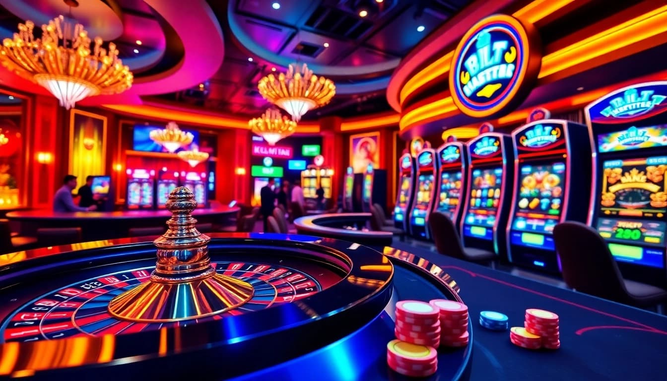 Gambling excitement at kuwinblog.com with vibrant slots and poker tables.