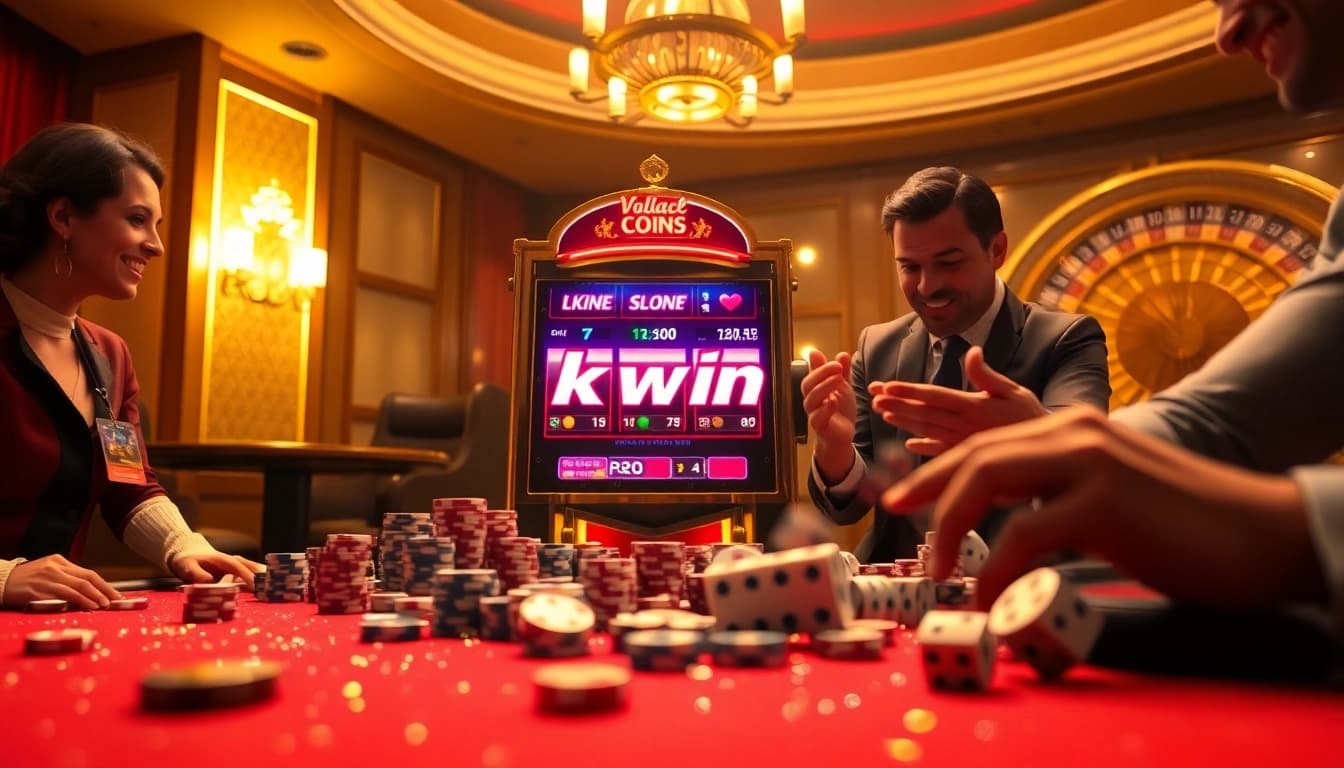 Players engaging with the kkwin slot machine in a luxurious casino atmosphere.