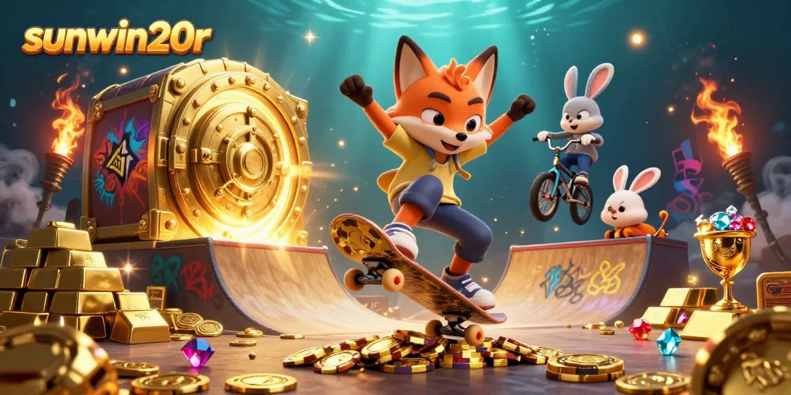 Experience the thrill of sunwin20r with animated characters and vibrant casino elements.
