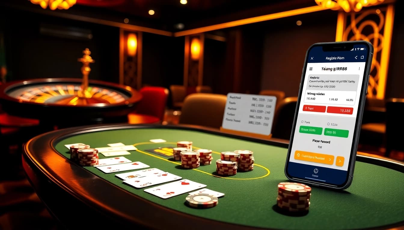 Experience the thrill of gambling with 'đăng ký RR88' at a luxurious casino table filled with action.