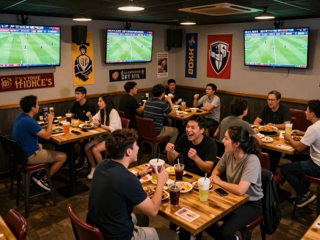 Fans engaging in sports betting discussions at Nowgoal while watching live football matches.