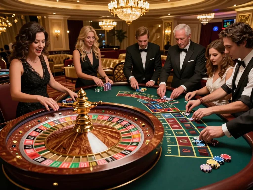 Players enjoying dynamic roulette action at RED88 casino, vibrant betting excitement highlighted