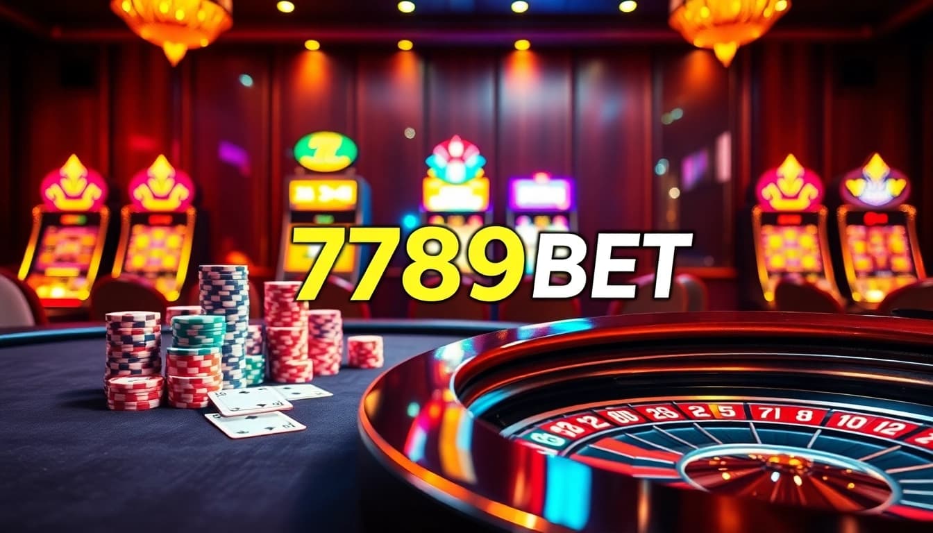Experience 789BET at a luxurious poker table with vibrant chips and cards, embodying casino excitement.