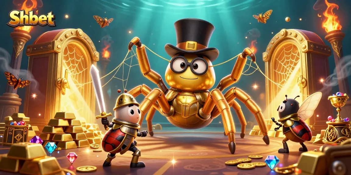 Engage in thrilling adventures with Shbet's 3D cartoon characters weaving golden stakes in a casino